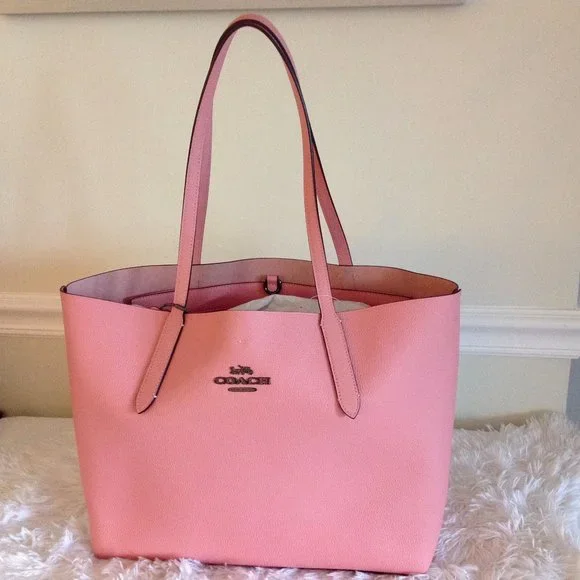 Coach Petal Pebble Leather Hudson Tote In Petal Barbiecore - Picture 2 of 13